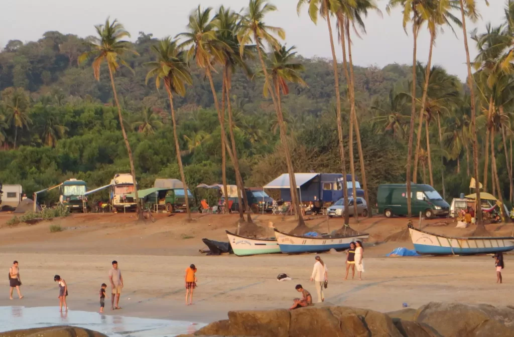 Campervan parking on the beach